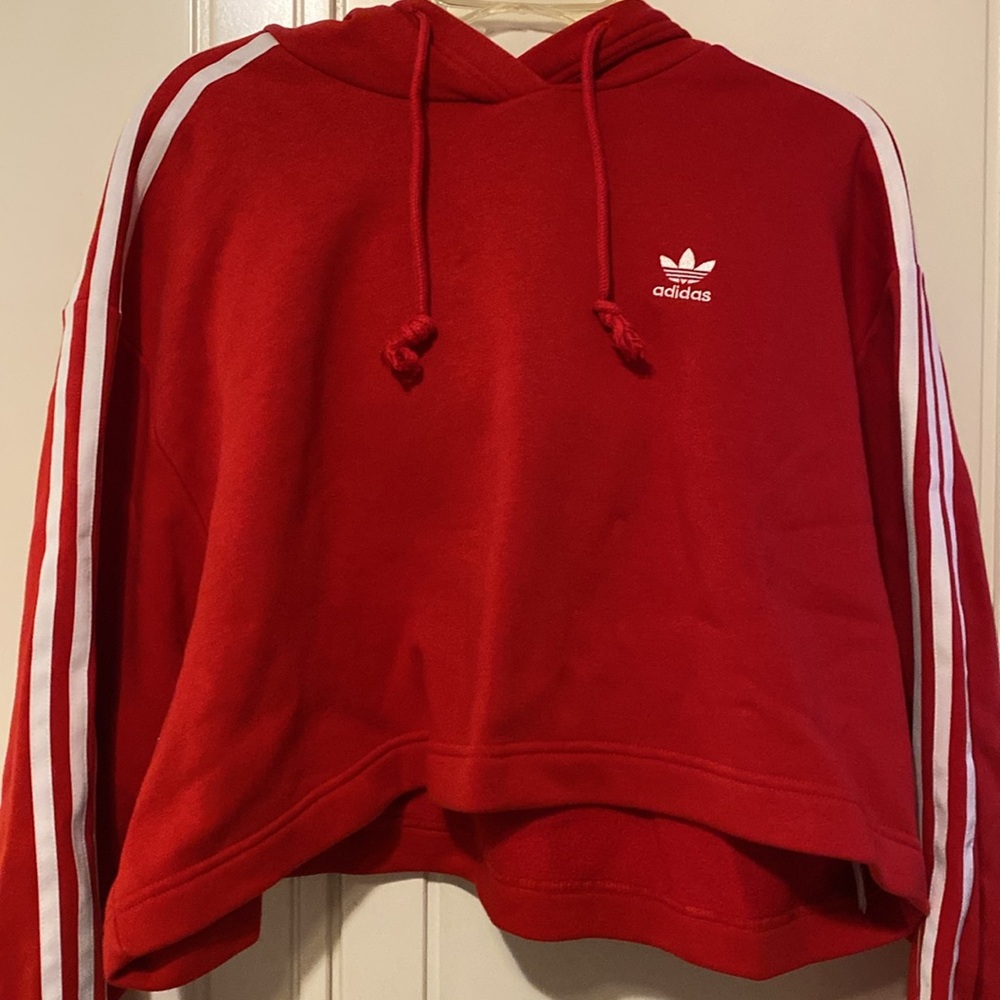 Adidas Cropped Red Hoodie Size Small